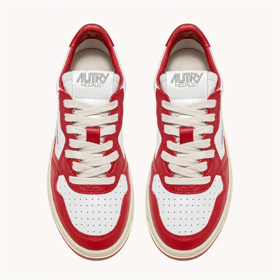 Autry Medalist Low Bicolor Sneakers, White/Red